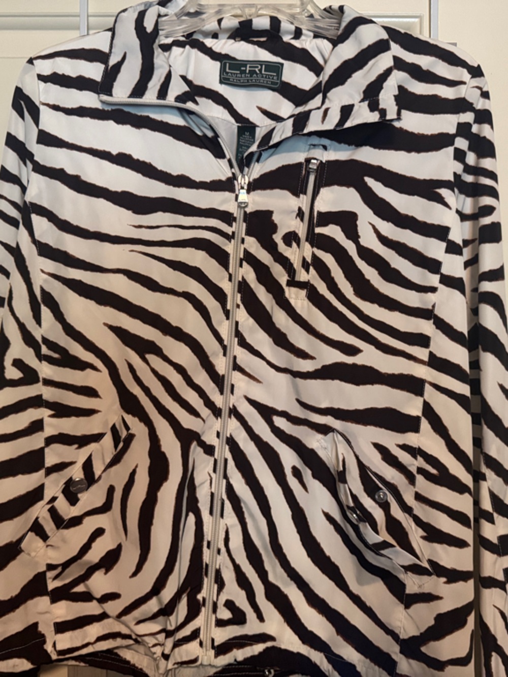 Ralph Lauren Black and White Zebra-Print Zip Jacket